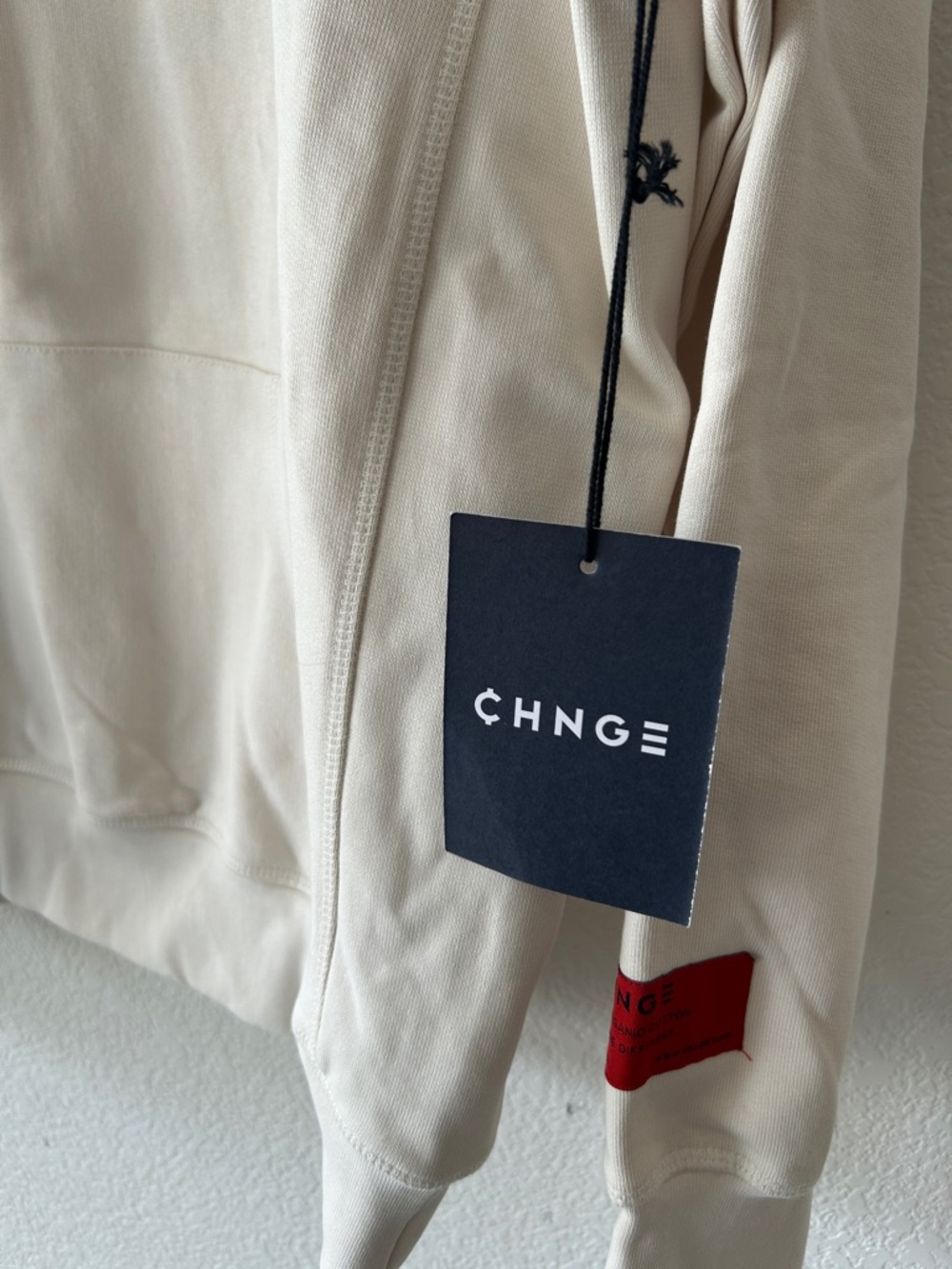 CHNGE Ivory Pullover Hoodie with Embroidered Logo size S UNISEX - Picture 3 of 6